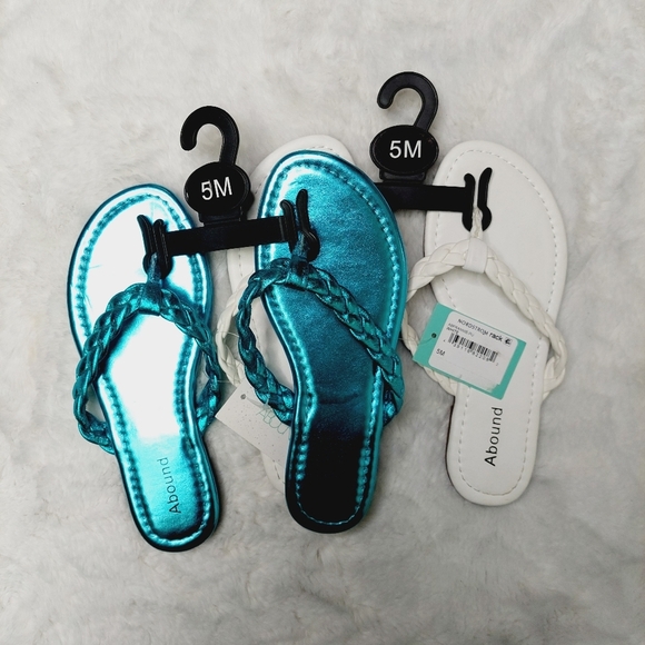 NEW Bundle of 2 Abound Frannie Blue/White Metallic Braided Sandals S163 - Picture 1 of 8